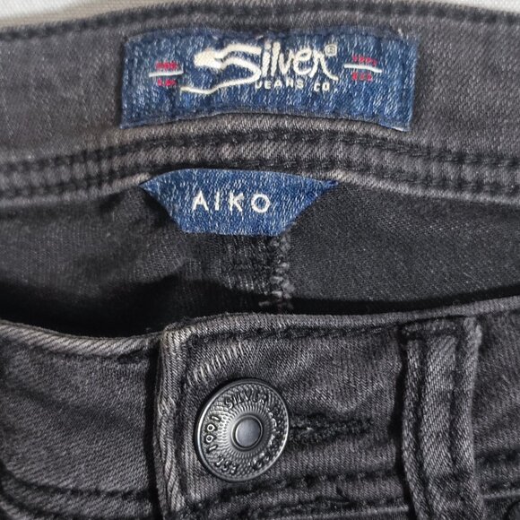 Silver Jeans women's size W25/L31 grey Aiko Fluid Denim High-rise Super Skinny - Picture 6 of 15